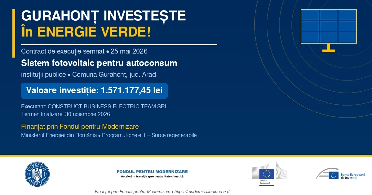 Gurahonț modernizează sistemul energetic cu 1,57 milioane lei
