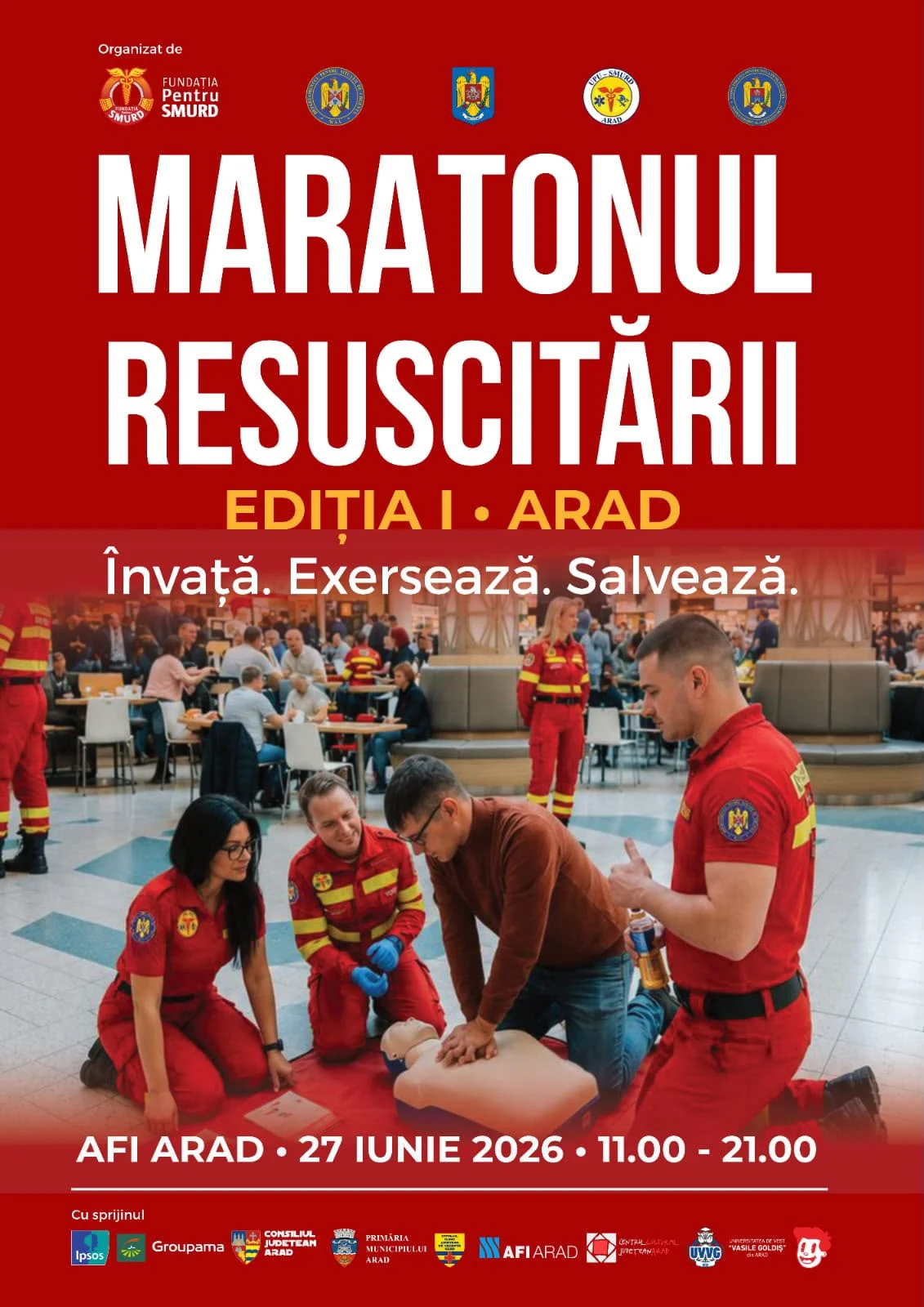 Maratonul Resuscitării vine la Arad pe 27 iunie, la AFI