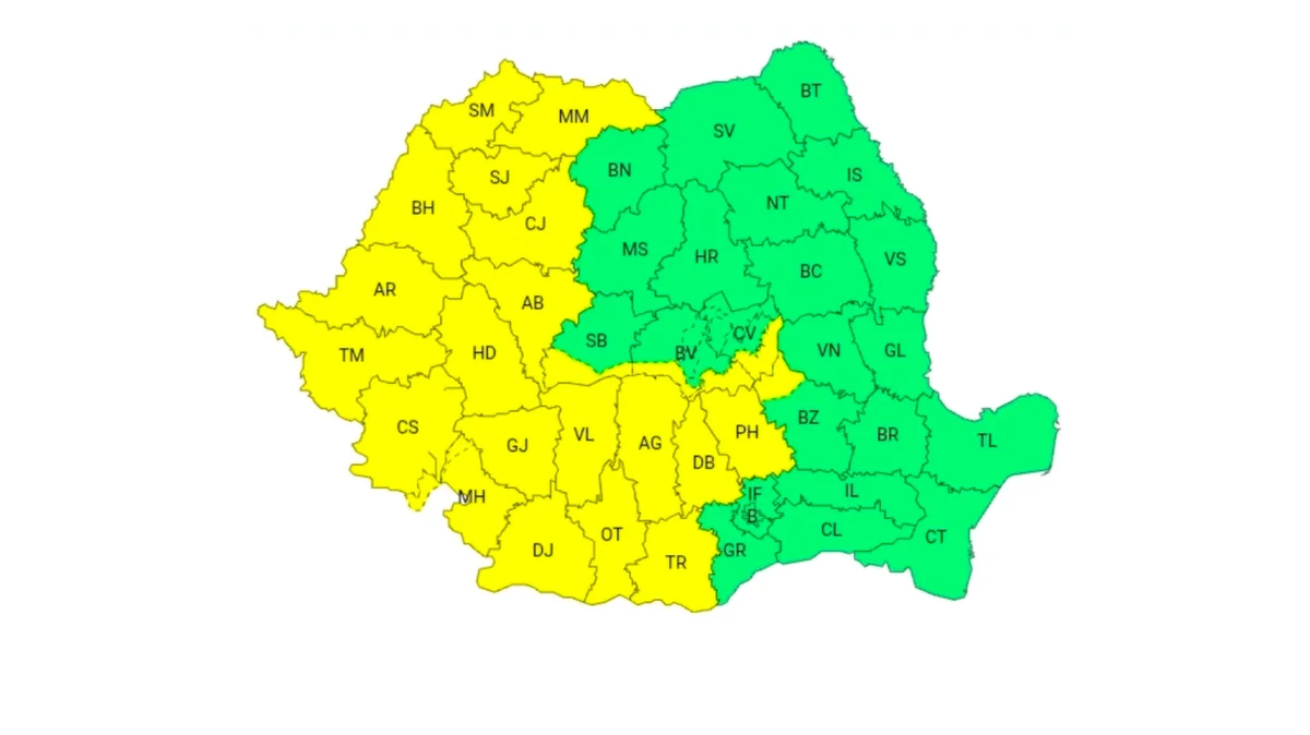 Cod Galben de furtuni în Arad și vestul țării din 11 mai