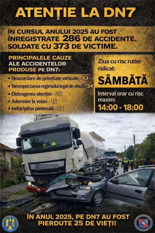 Polițiștii acționează pe DN7 în Arad: viteză și alcool, în vizor