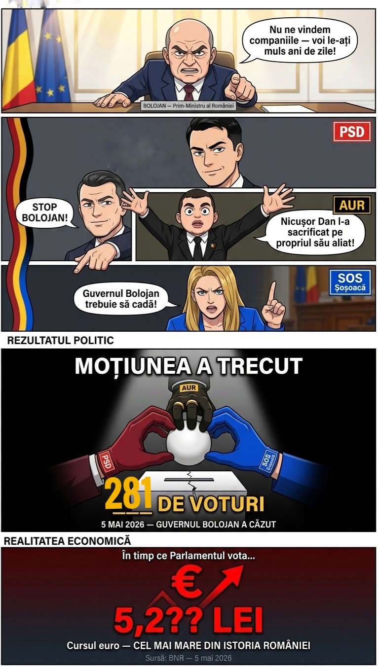 România: Guvernul Bolojan a fost demis prin moțiune de cenzură — 281 de voturi